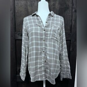 VINTAGE Hollister Gray and White Flannel Button Down